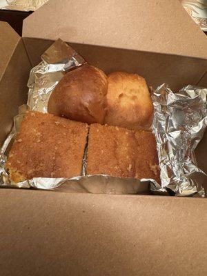 Homemade rolls and cornbread