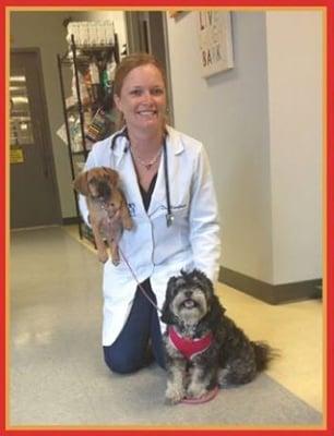 Dr. Karbonik with her patients Millie and Zoe.