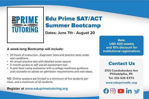 SAT/ACT Summer Bootcamp