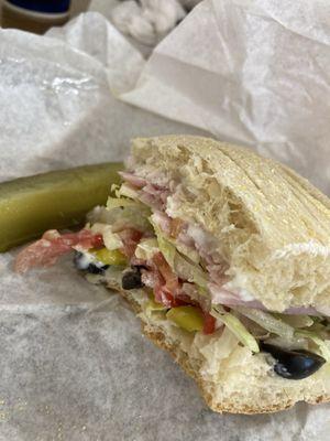 Cold cut sandwich with everything & a pickle too!