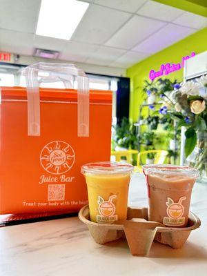 Funky tropical   smoothie. Power peach smoothie