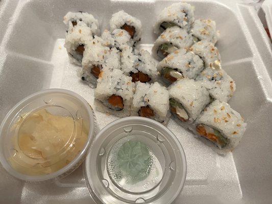 Regular maki roll and Philly roll