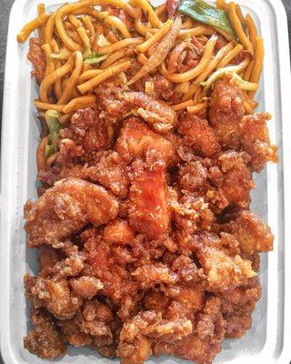 General Tso's Chicken with Pork Lo Mein