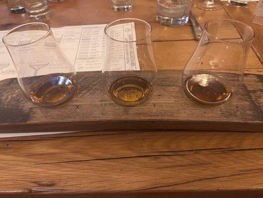 The flight - bonfire, bourbon and rye