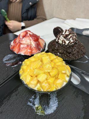 mango, strawberry and oreo shaved ice