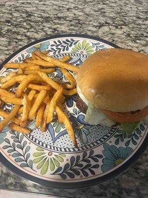 Burger and fries