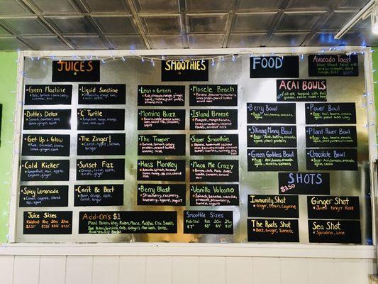 Menu board updated 2020