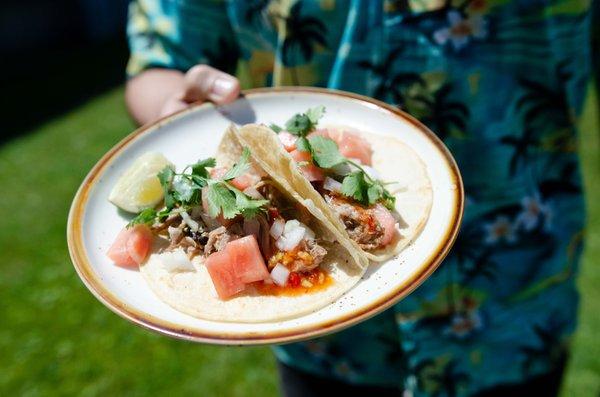 Roast pork & pineapple tacos