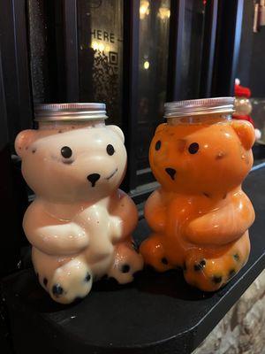 Boba bears! Banana Milk Tea (left) and Thai Tea (right)