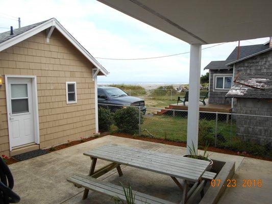 View from the backdoor of cottage #2, looking toward the ocean.