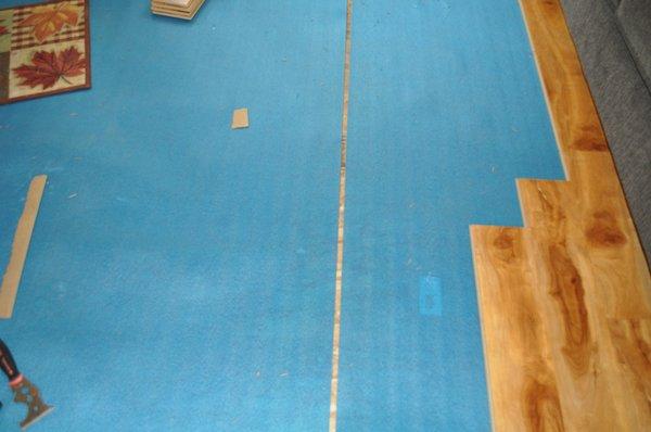 Blue underlayment not butted together or taped as instructions state they should be.