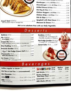 Menu ~ Desserts & Beverages