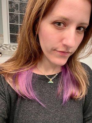 Purple peekaboo highlights by Denise!