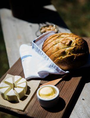 Fresh bread out of the vineyard's earth oven