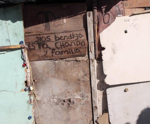 Thrown together shack made out of trash in the dump of an Nicaraguan city.