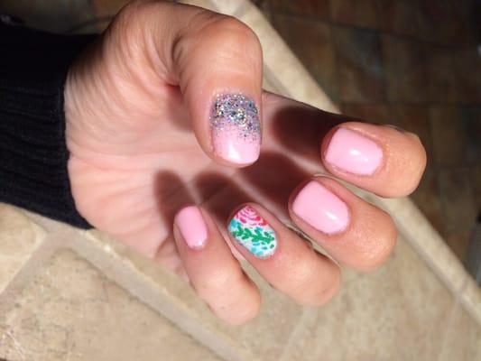 My most recent mani with Rachel. Love the Lilly inspired accent nail.