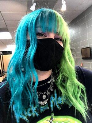 Blue and Green two tone hair