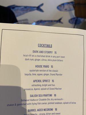 Cocktail menu