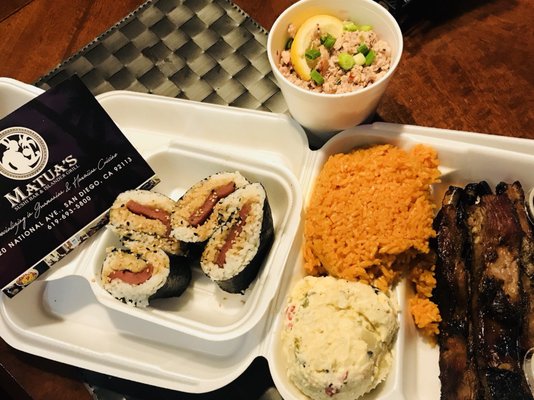 Chamorro combo $16 and two orders of musubi $6/each.