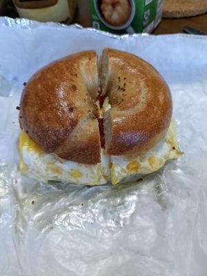 2 eggs in Garlic bagel $3.85