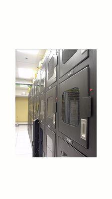 Quarter private locked cabinet spaces that unlock electronically. Pretty cool data center.