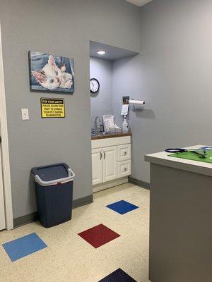 Nice exam room. This is the Cat room but they used it on my dog. Lol