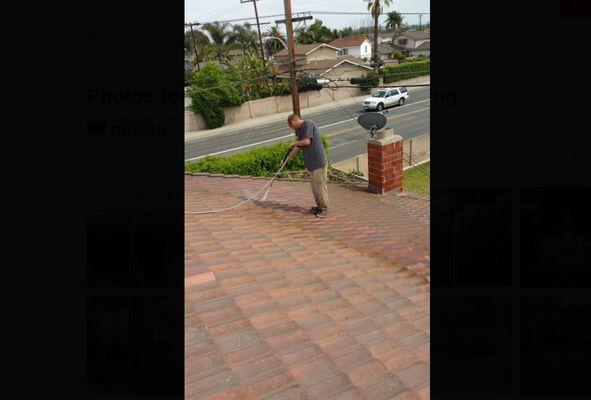 Pressure washing a clients roof