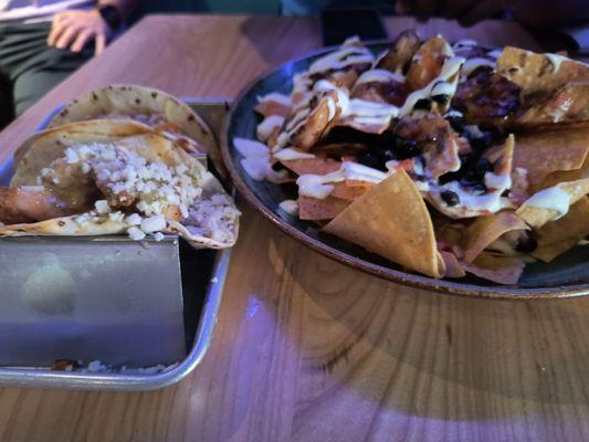 Bang bang shrimp  taco  and Nachos with Shrimp