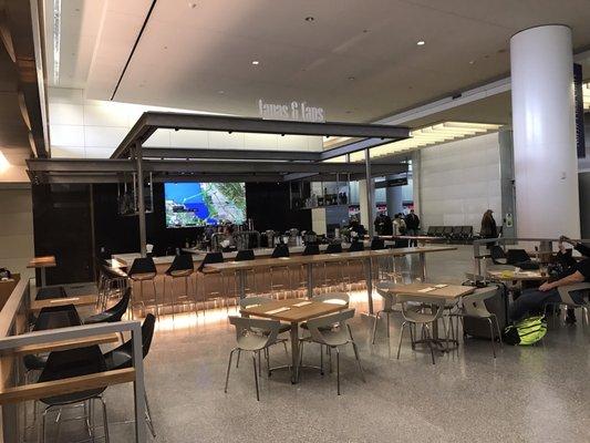 The open air atmosphere of the new Tapas and Taps Bar in SFO's International Terminal G Side.