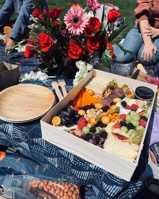 Charcuterie, cheese, fruits, crackers, jams