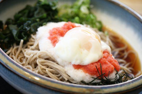 Cold Tororo Soba with my customized add-ons (served on the side)