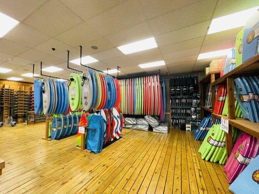 Wide selection of soft boards, bodyboards and skimboards