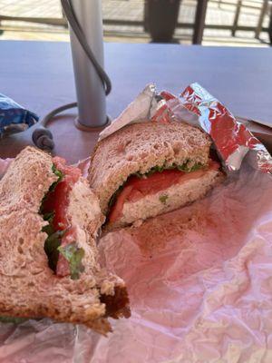 Chicken salad sandwich on wheat berry bread