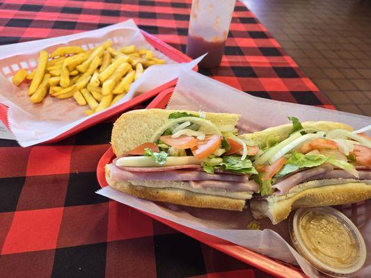 Italian sub and fries