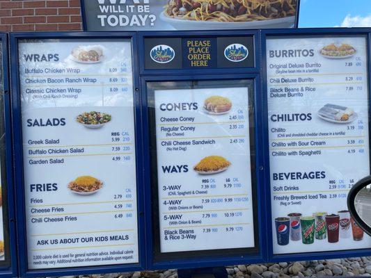 Skyline chili drive through prices!  Yikes Expensive!