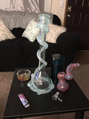 Bought the bong for $65 and the bubbler for $10. :)