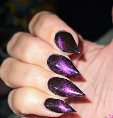 Love my cat eye stilletto nails! Ken is the best! Thank you Xstasy Nail team.