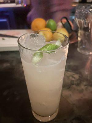 Cornelius Daniel - gin, lime, apricot, velvet falernum, Szechuan pepper syrup and soda - absolutely wonderful!