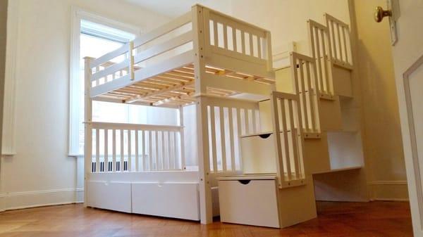 Children bunk bed with storage system