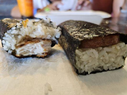 Spam and Katsu musubi.