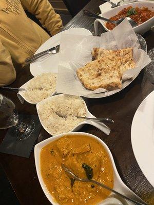 Chicken Madras and Chicken Vindaloo with Chicken Keema Naan