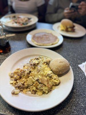 Beefy egg cheese and biscuit