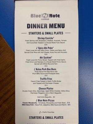 Pupu Menu with new starters including Spicy Ahi Poke, Shrimp Ceviche and savory new pizza combos.