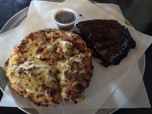 Personal pizza & ribs.