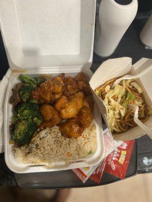 Combo C Broccoli Beef Fried Rice (Veg. style) Lo Mein (Veg. style) Orange Chicken