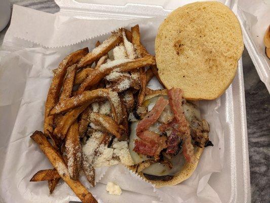 Smoky Mountain with garlic parm fries.  Not worth the calories.