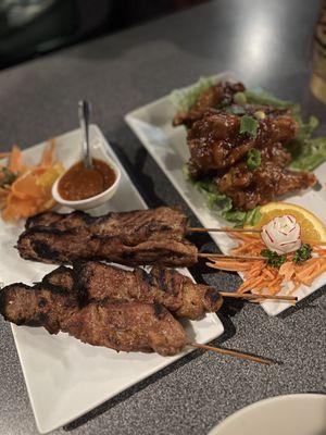 Lemongrass pork and sticky wings