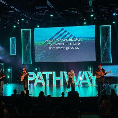 Worship service in the Worship Center.