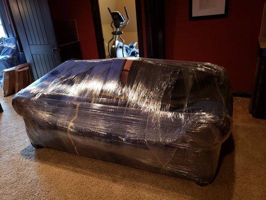 Couch wrapped up tight like a glove!