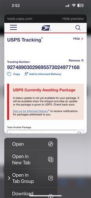 Post office tracking info